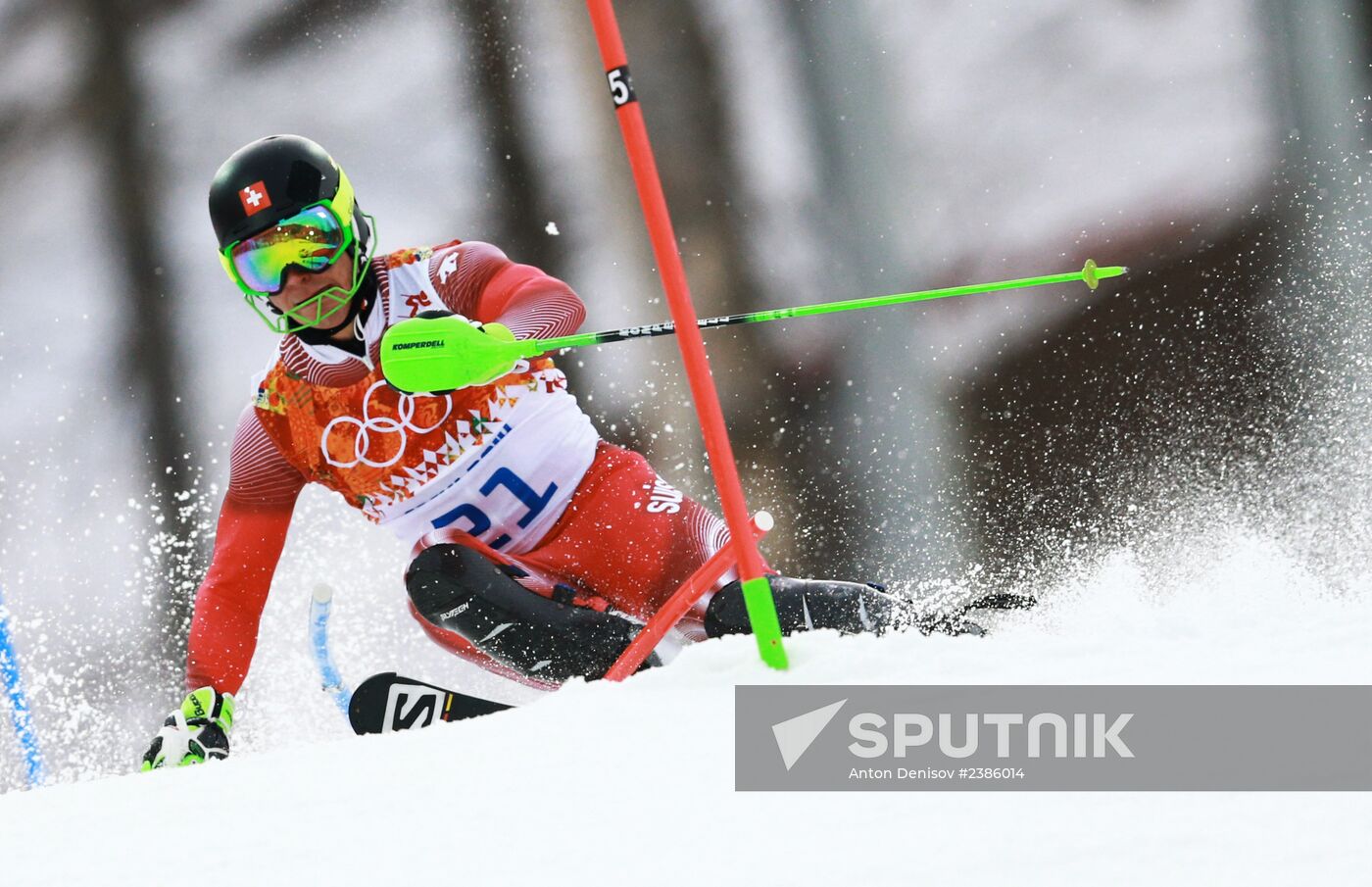 2014 Winter Olympics. Alpine skiing. Men. Slalom