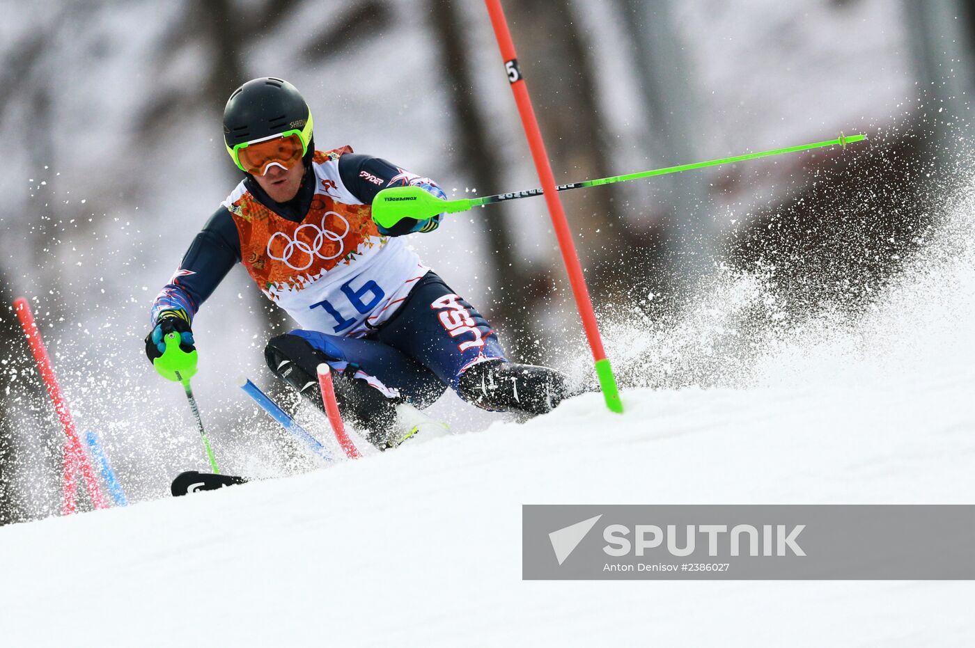 2014 Winter Olympics. Alpine skiing. Men. Slalom