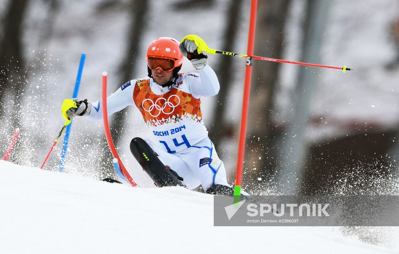 2014 Winter Olympics. Alpine skiing. Men. Slalom