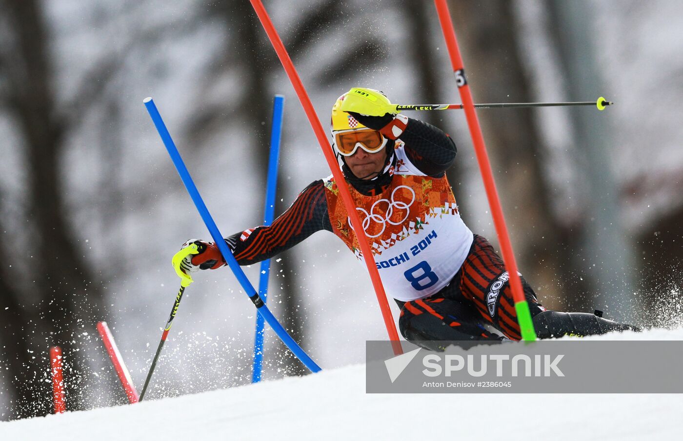 2014 Winter Olympics. Alpine skiing. Men. Slalom