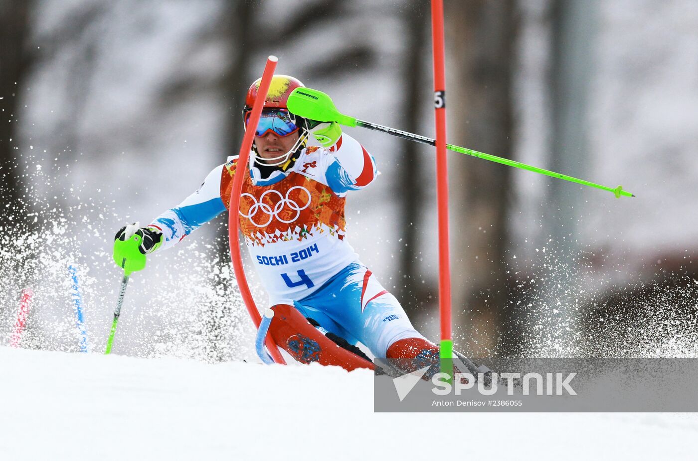 2014 Winter Olympics. Alpine skiing. Men. Slalom