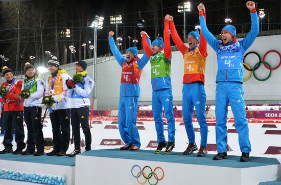 2014 Winter Olympics. Biathlon. Men. Relay