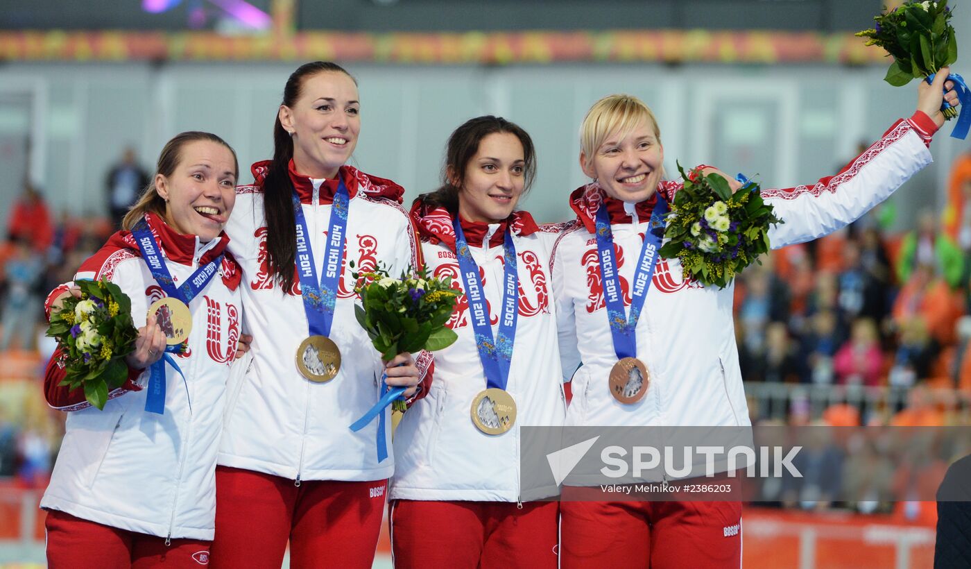 2014 Winter Olympics. Speed skating. Women. Team pursuit. Finals