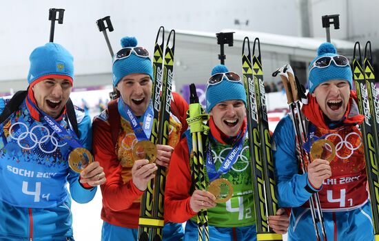 2014 Winter Olympics. Biathlon. Men. Relay