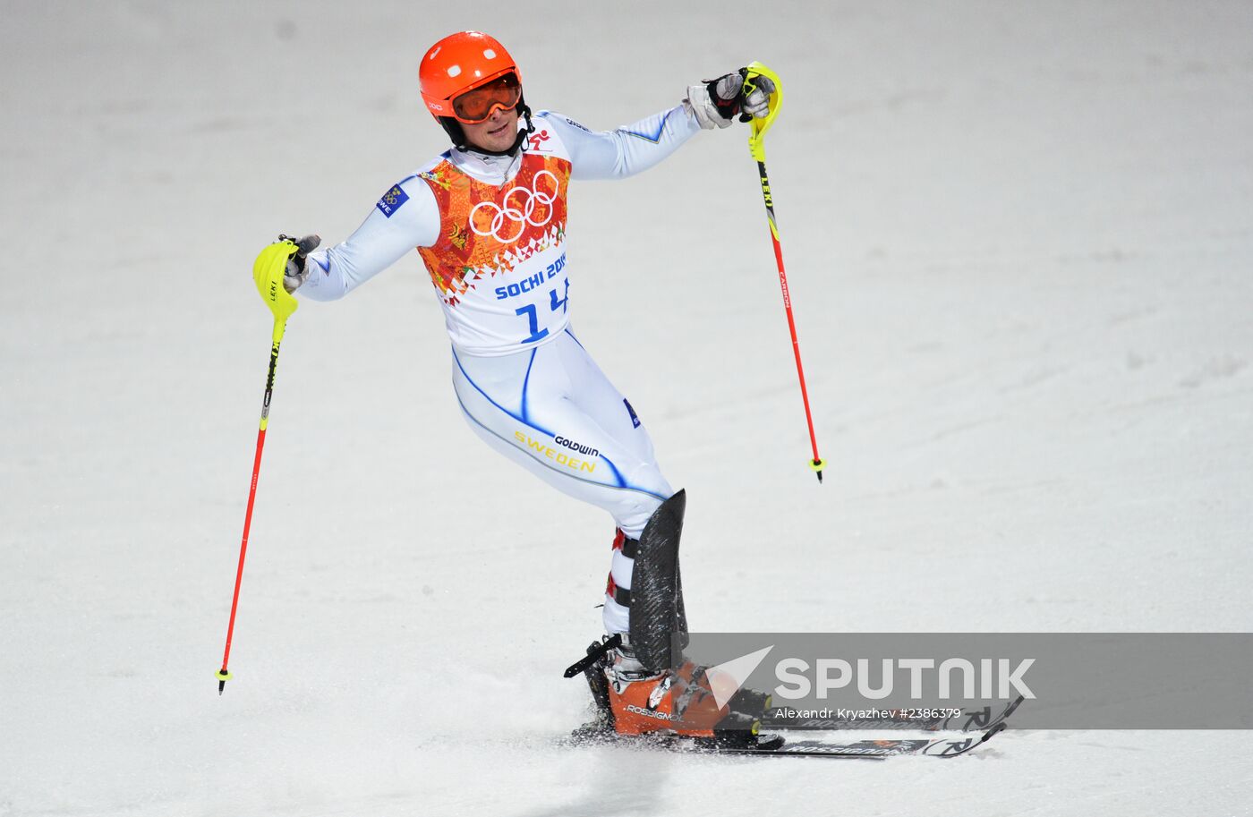 2014 Winter Olympics. Alpine skiing. Men. Slalom