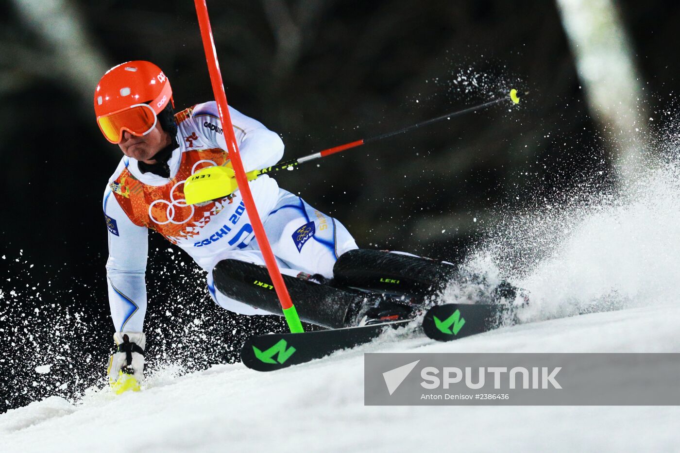 2014 Winter Olympics. Alpine skiing. Men. Slalom