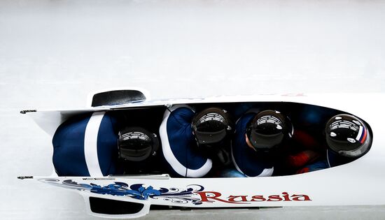 2014 Winter Olympics. Bobsleigh. Four-man. Day One