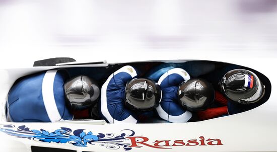 2014 Winter Olympics. Bobsleigh. Four-man. Day One