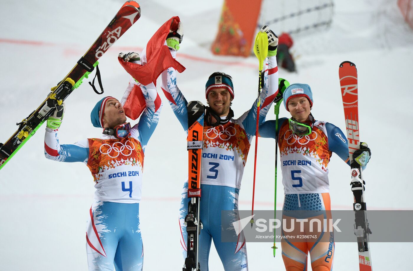 2014 Winter Olympics. Alpine skiing. Men. Slalom