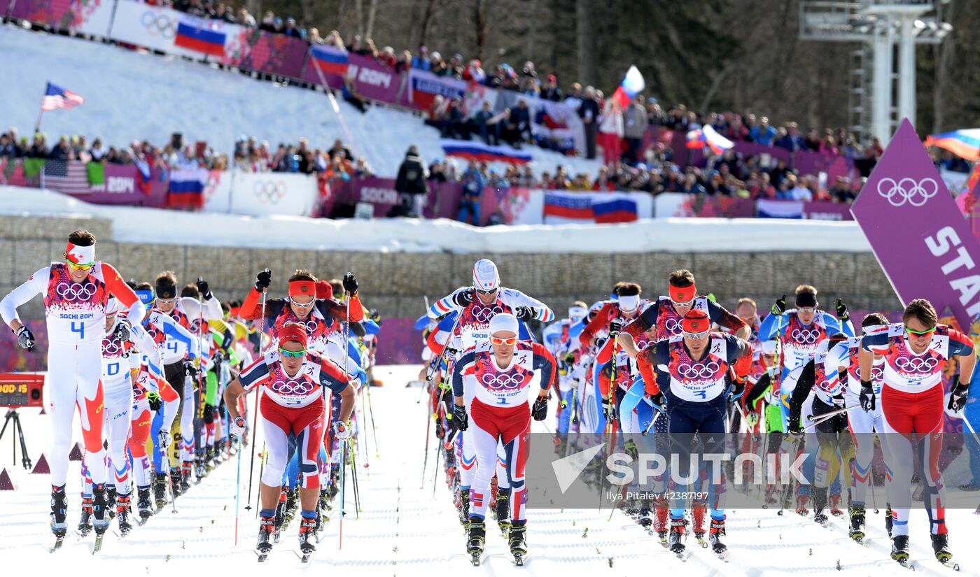 2014 Winter Olympics. Cross-country skiing. Men. Mass start race