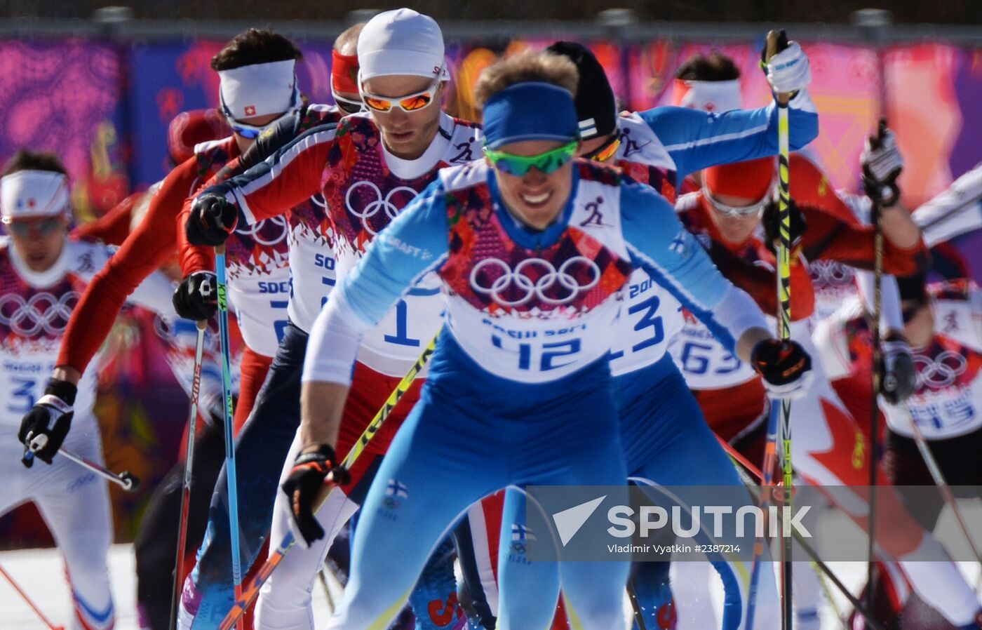 2014 Winter Olympics. Cross-country skiing. Men. Mass start race