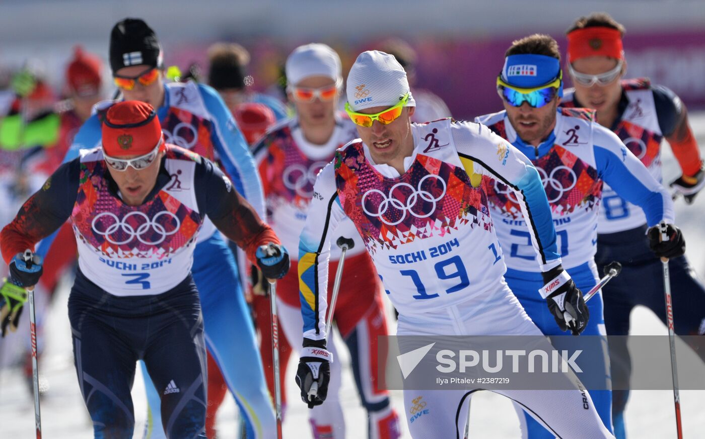 2014 Winter Olympics. Cross-country skiing. Men. Mass start race
