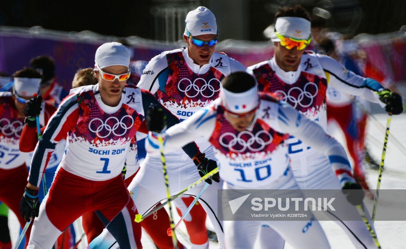 2014 Winter Olympics. Cross-country skiing. Men. Mass start race