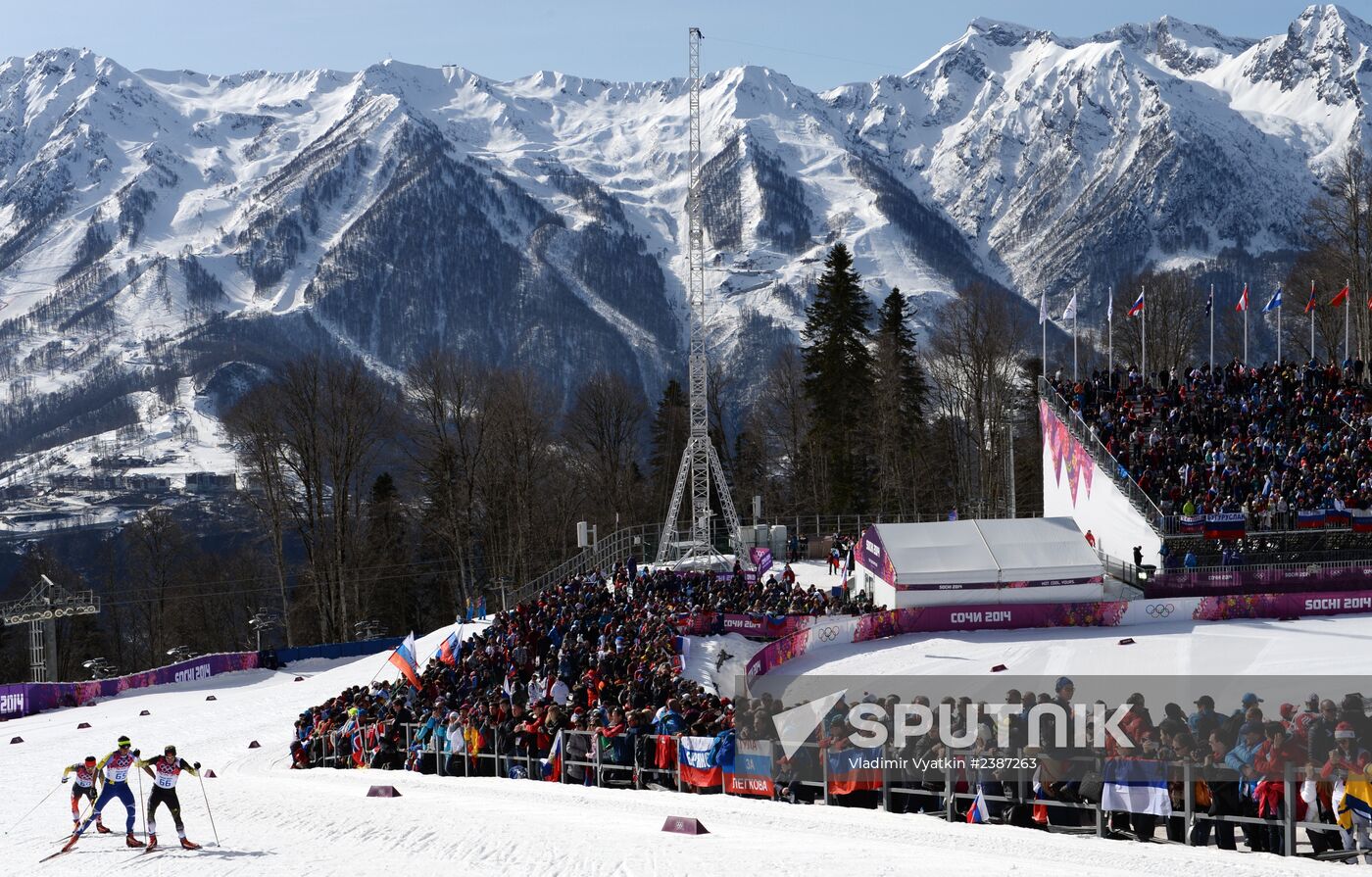 2014 Winter Olympics. Cross-country skiing. Men. Mass start race