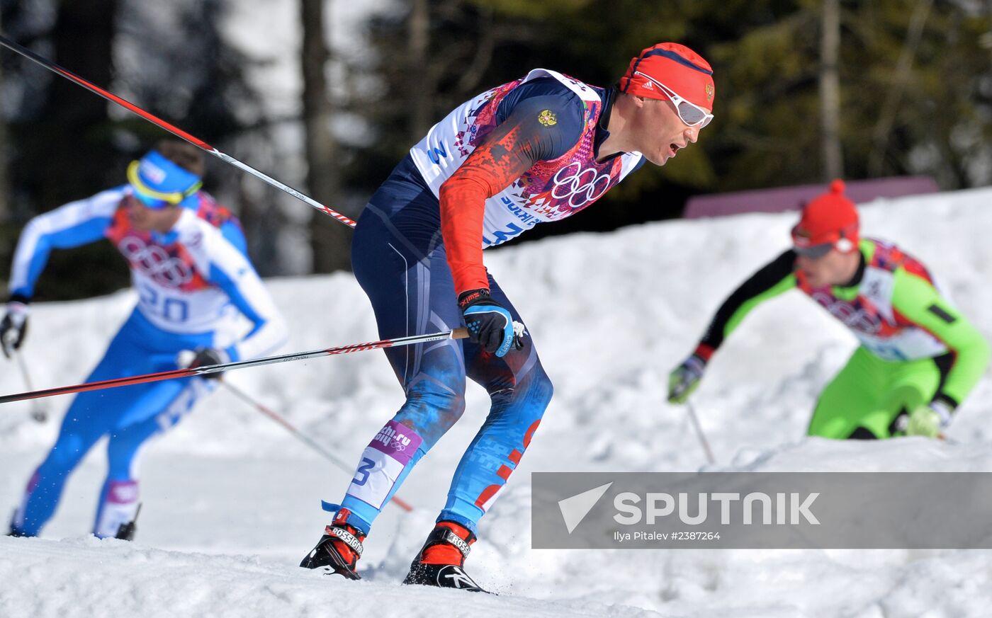 2014 Winter Olympics. Cross-country skiing. Men. Mass start race