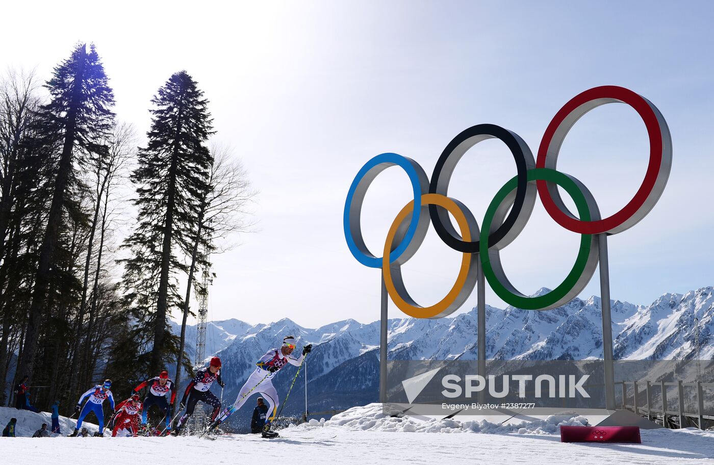 2014 Winter Olympics. Cross-country skiing. Men. Mass start race