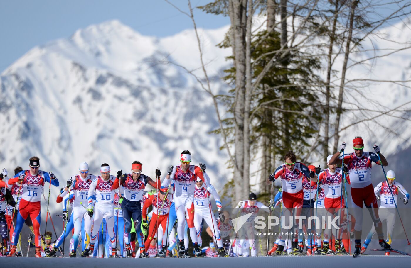 2014 Winter Olympics. Cross-country skiing. Men. Mass start race