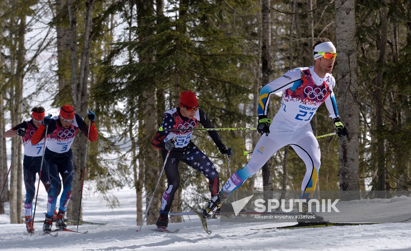 2014 Winter Olympics. Cross-country skiing. Men. Mass start race