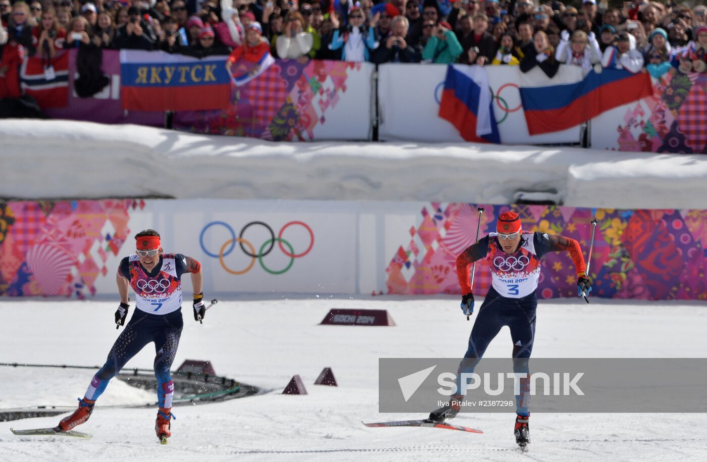 2014 Winter Olympics. Cross-country skiing. Men. Mass start race