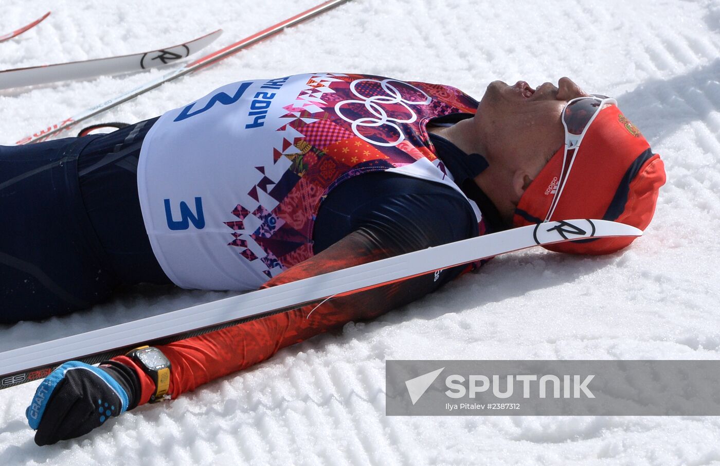 2014 Winter Olympics. Cross-country skiing. Men. Mass start race