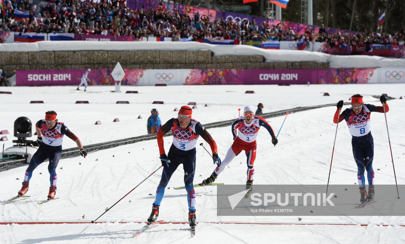 2014 Winter Olympics. Cross-country skiing. Men. Mass start race