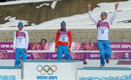 2014 Winter Olympics. Cross-country skiing. Men. Mass start race