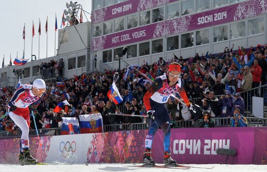 2014 Winter Olympics. Cross-country skiing. Men. Mass start race