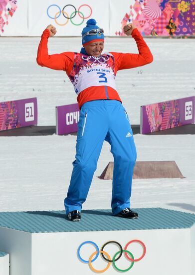 2014 Winter Olympics. Cross-country skiing. Men. Mass start race