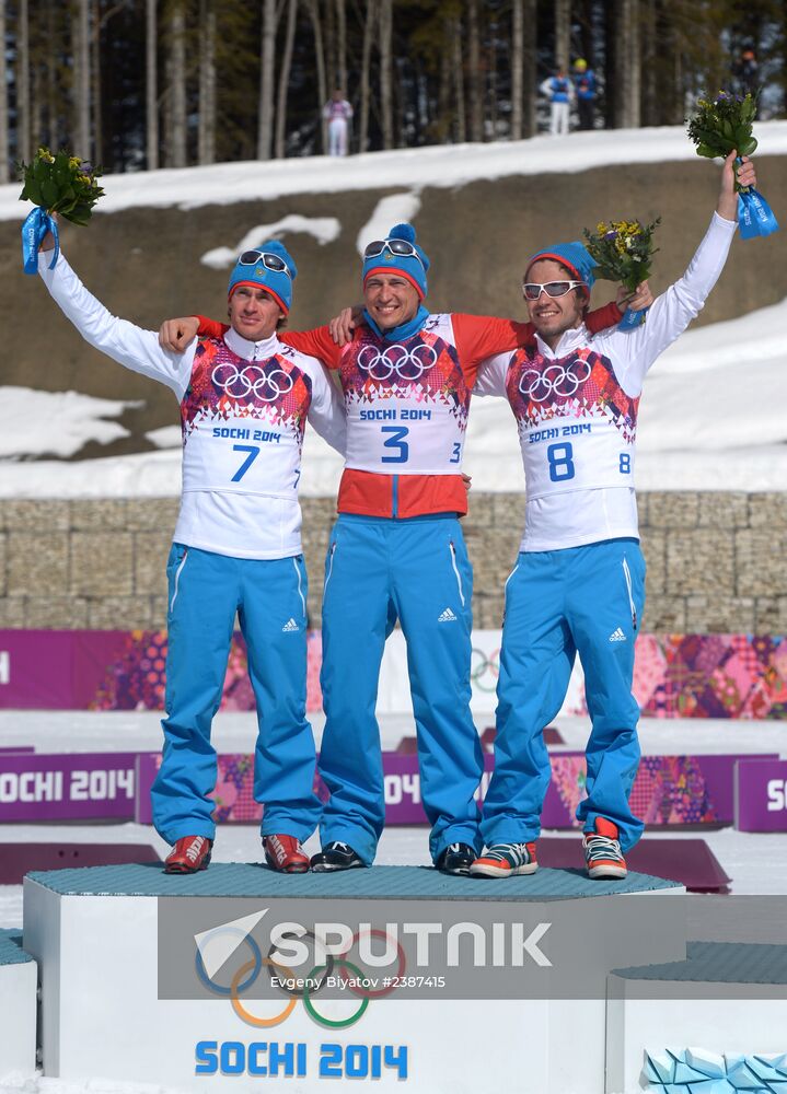 2014 Winter Olympics. Cross-country skiing. Men. Mass start race