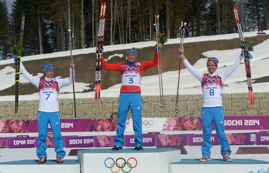 2014 Winter Olympics. Cross-country skiing. Men. Mass start race