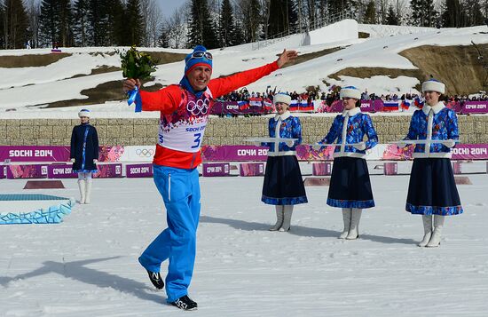 2014 Winter Olympics. Cross-country skiing. Men. Mass start race