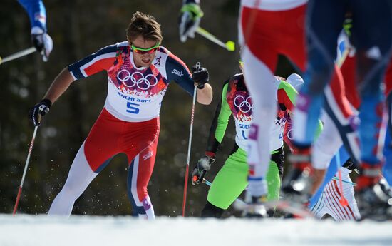 2014 Winter Olympics. Cross-country skiing. Men. Mass start race