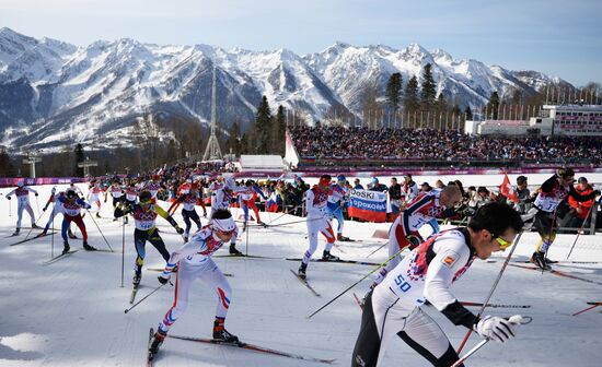 2014 Winter Olympics. Cross-country skiing. Men. Mass start race
