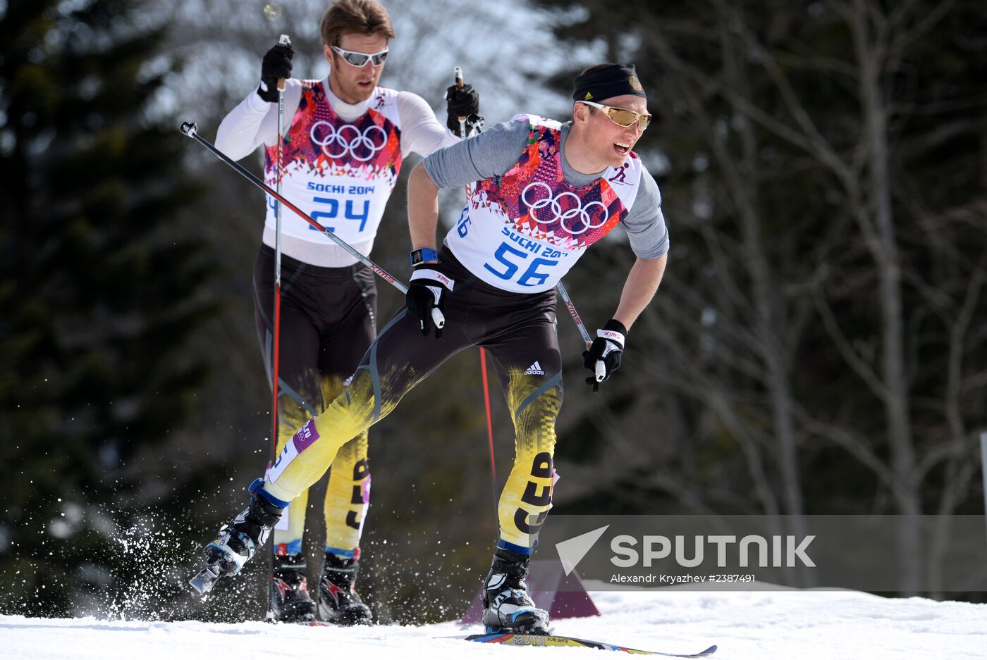 2014 Winter Olympics. Cross-country skiing. Men. Mass start race