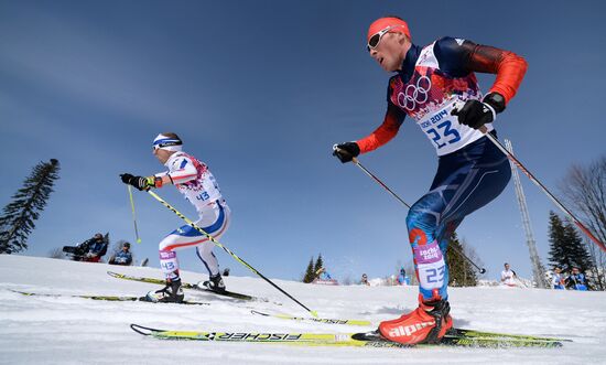 2014 Winter Olympics. Cross-country skiing. Men. Mass start race