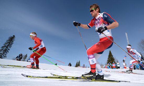 2014 Winter Olympics. Cross-country skiing. Men. Mass start race