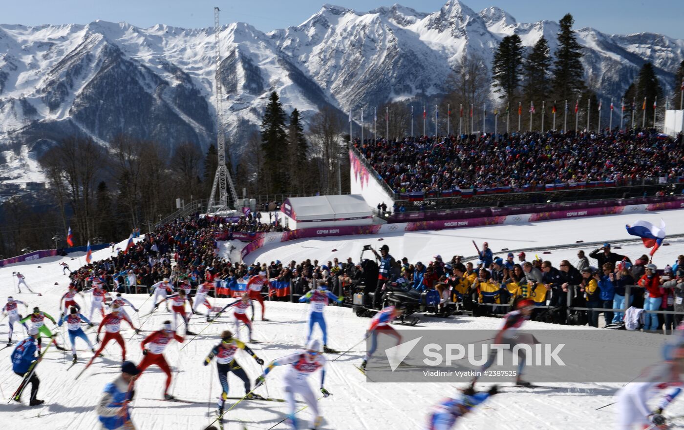 2014 Winter Olympics. Cross-country skiing. Men. Mass start race