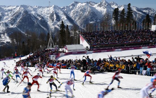 2014 Winter Olympics. Cross-country skiing. Men. Mass start race