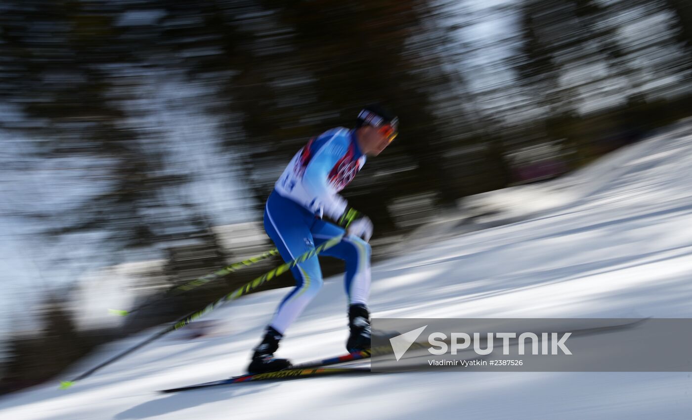 2014 Winter Olympics. Cross-country skiing. Men. Mass start race