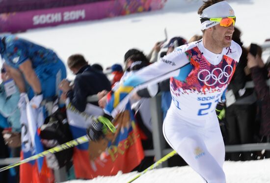 2014 Winter Olympics. Cross-country skiing. Men. Mass start race