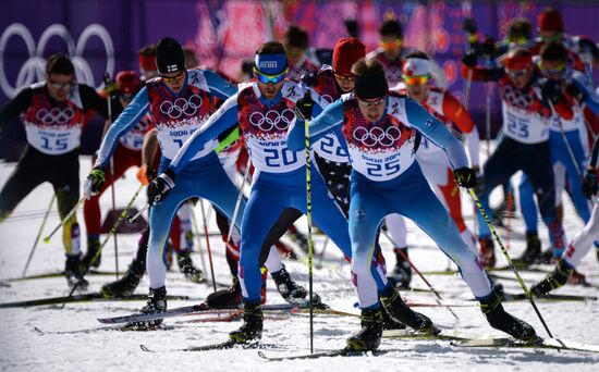 2014 Winter Olympics. Cross-country skiing. Men. Mass start race