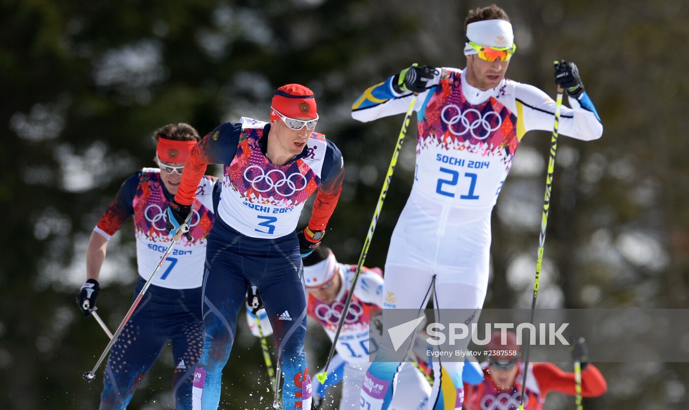 2014 Winter Olympics. Cross-country skiing. Men. Mass start race