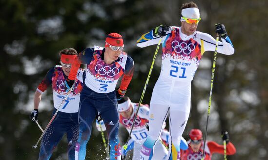 2014 Winter Olympics. Cross-country skiing. Men. Mass start race