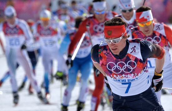 2014 Winter Olympics. Cross-country skiing. Men. Mass start race