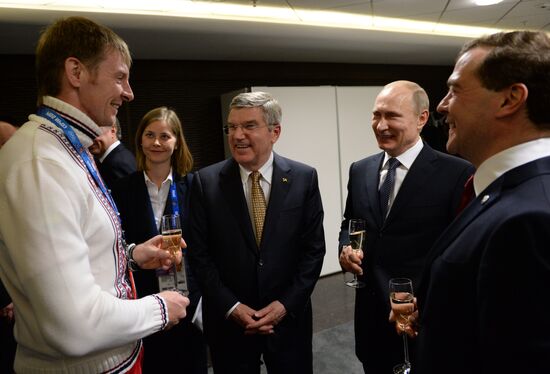 Vladimir Putin and Dmitry Medvedev attend closing ceremony of XXII Olympic Winter Games in Sochi