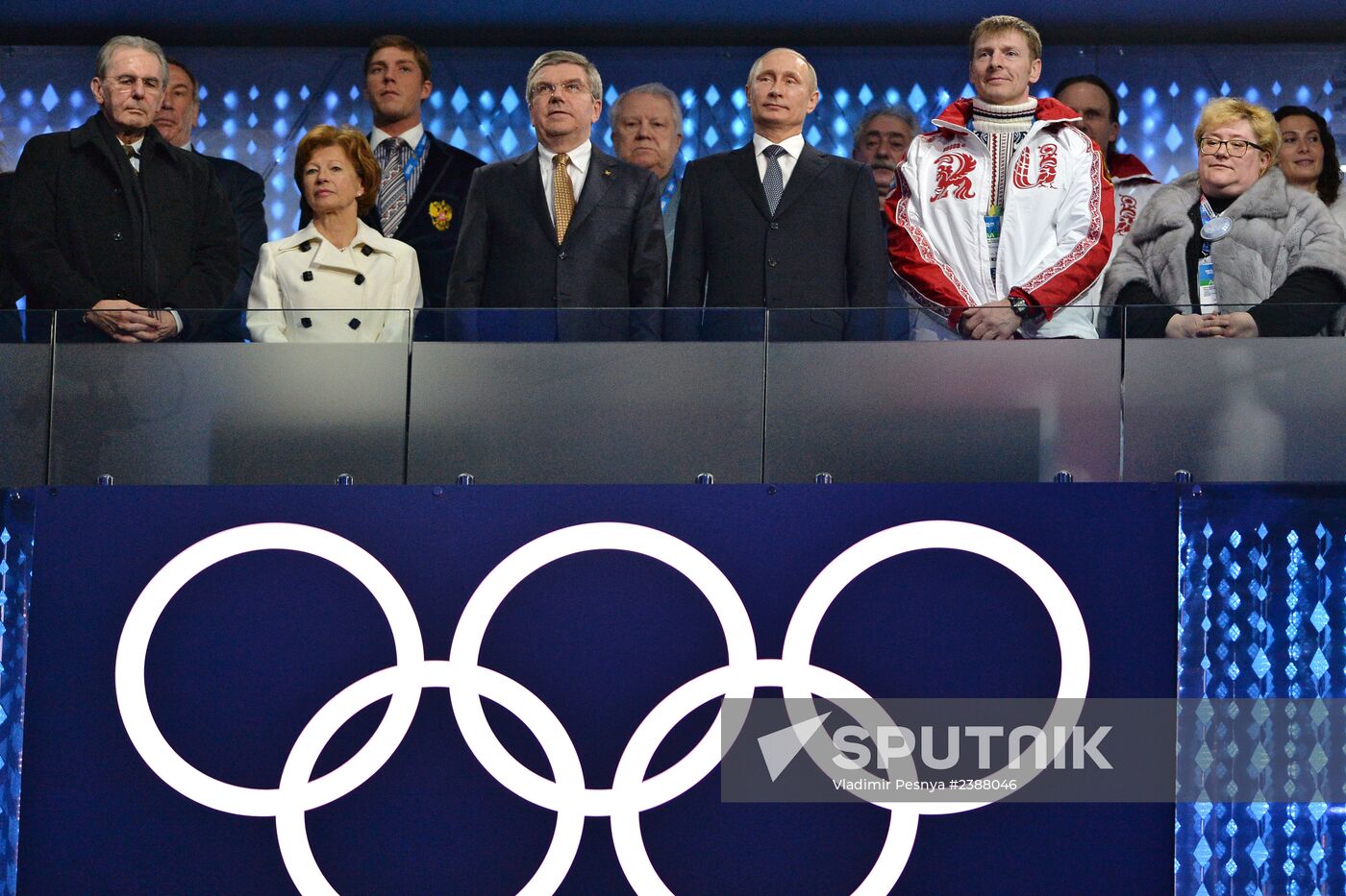 Vladimir Putin and Dmitry Medvedev attend closing ceremony of XXII Olympic Winter Games in Sochi