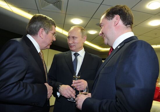 Vladimir Putin and Dmitry Medvedev attend closing ceremony of XXII Olympic Winter Games in Sochi