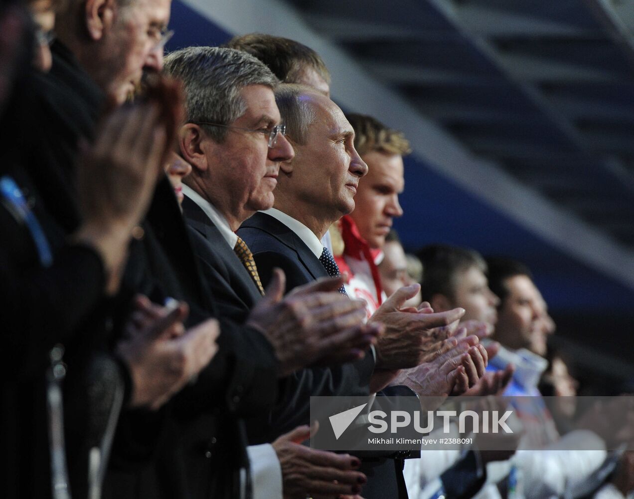 Vladimir Putin and Dmitry Medvedev attend closing ceremony of XXII Olympic Winter Games in Sochi