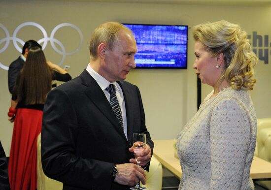 V.Putin and D.Medvedev at closing ceremony of XXII Olympic Winter Games in Sochi