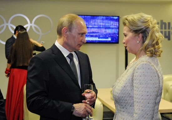 V.Putin and D.Medvedev at closing ceremony of XXII Olympic Winter Games in Sochi